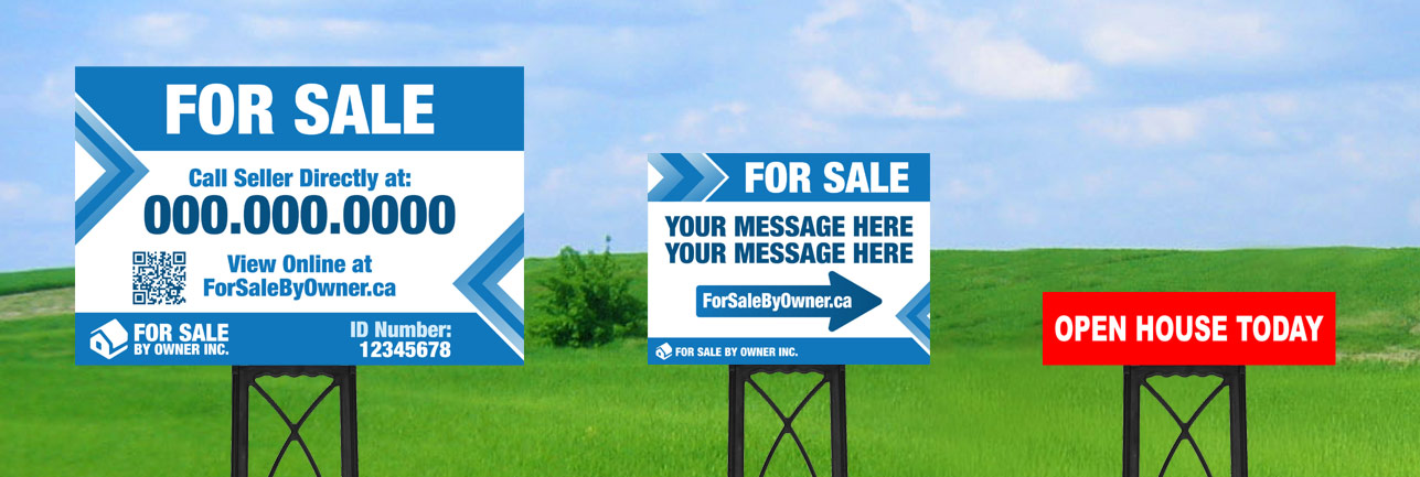 Main lawn sign, directional sign, & call-to-action sign