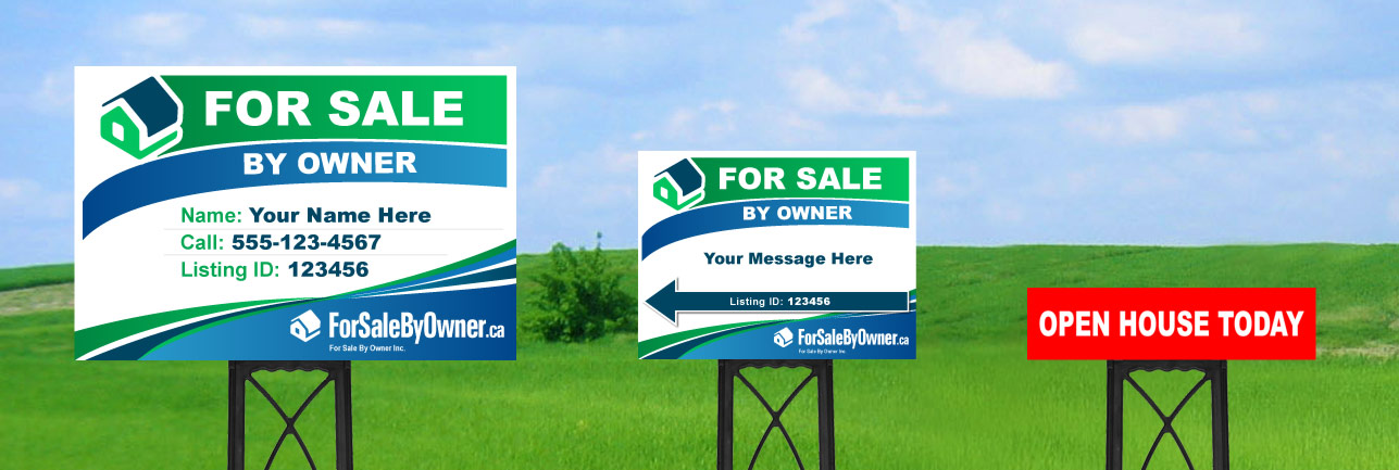 Main lawn sign, directional sign, & call-to-action sign