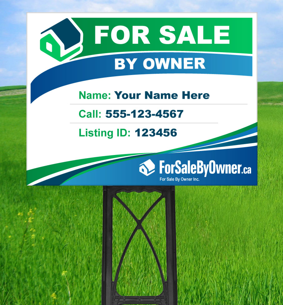 Lawn sign on plastic step stake