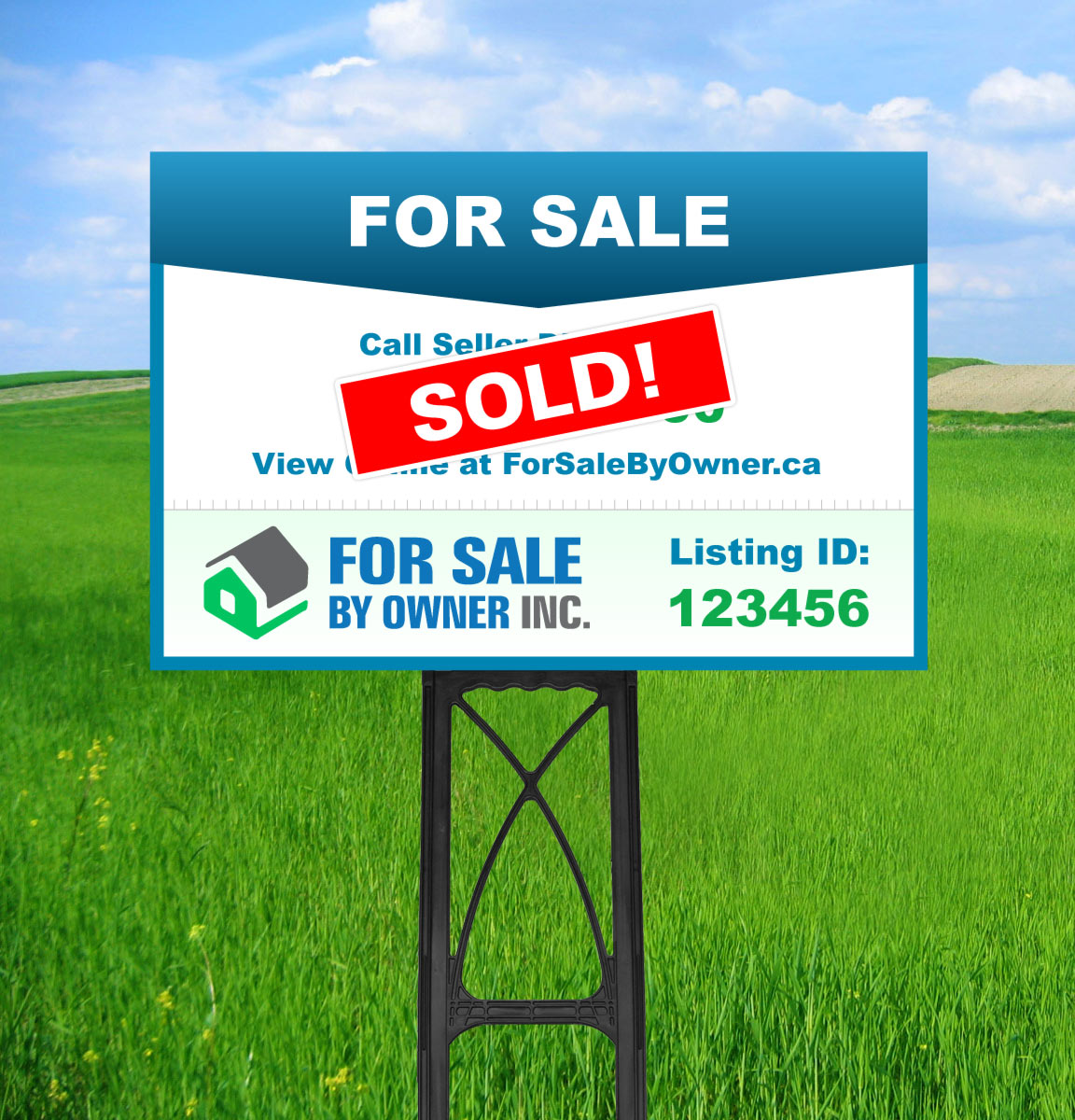 For Sale By Owner Sign with Sold Sticker