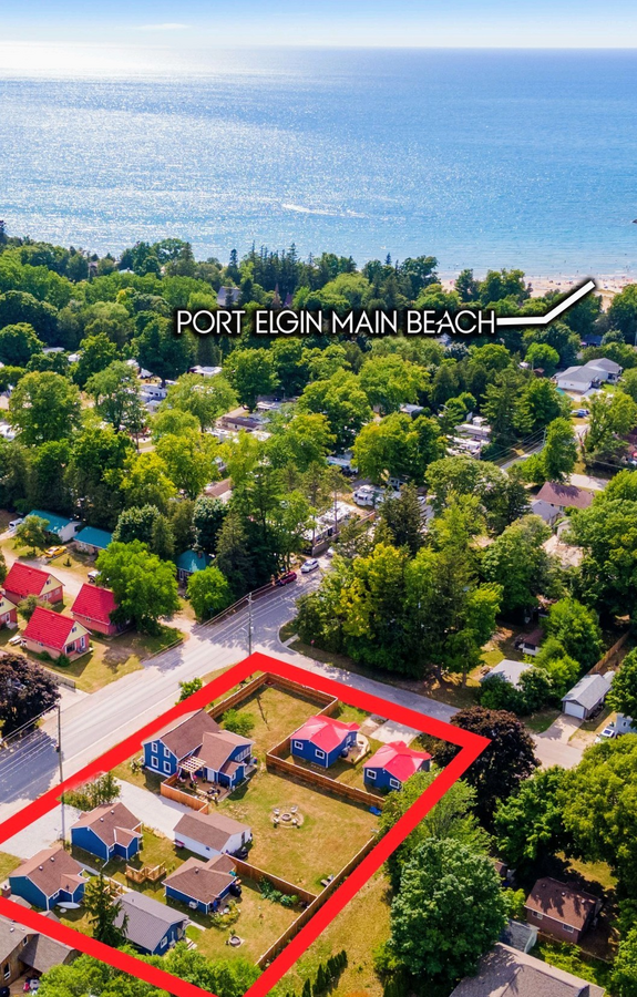 Arial shot of the property showing the Main House and Six Cottages