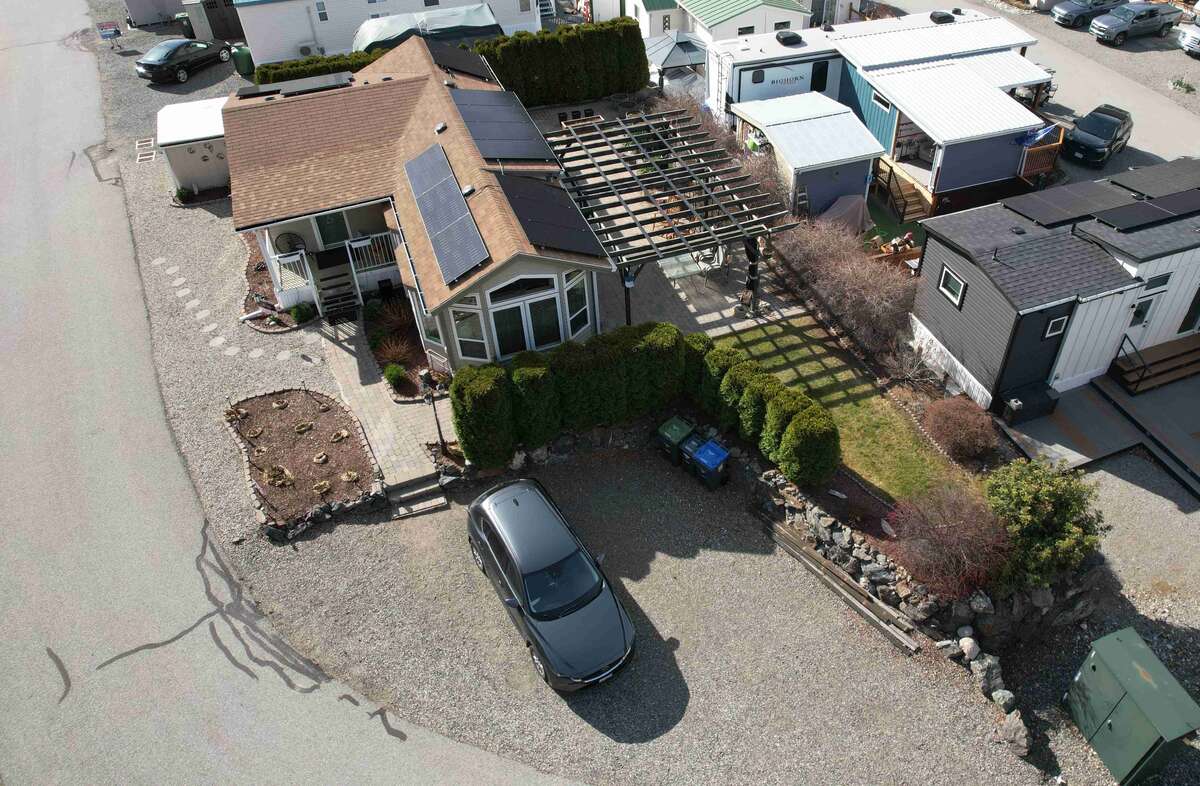 Aerial view showing parking