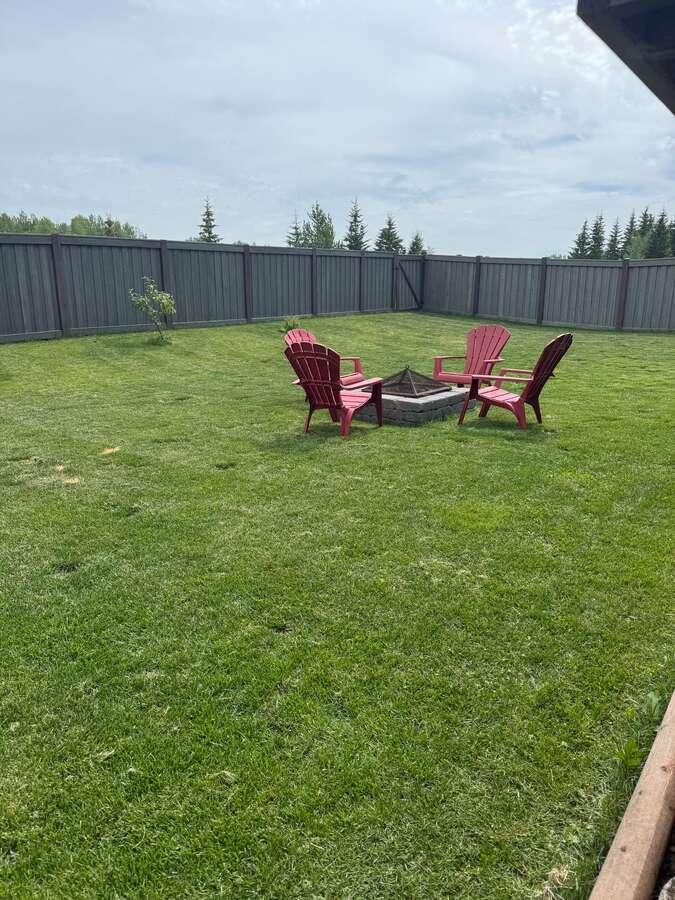 Backyard side of house mulched garden area