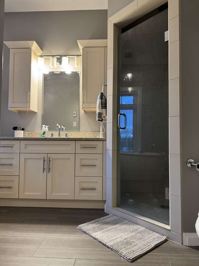Master bath with custom shower