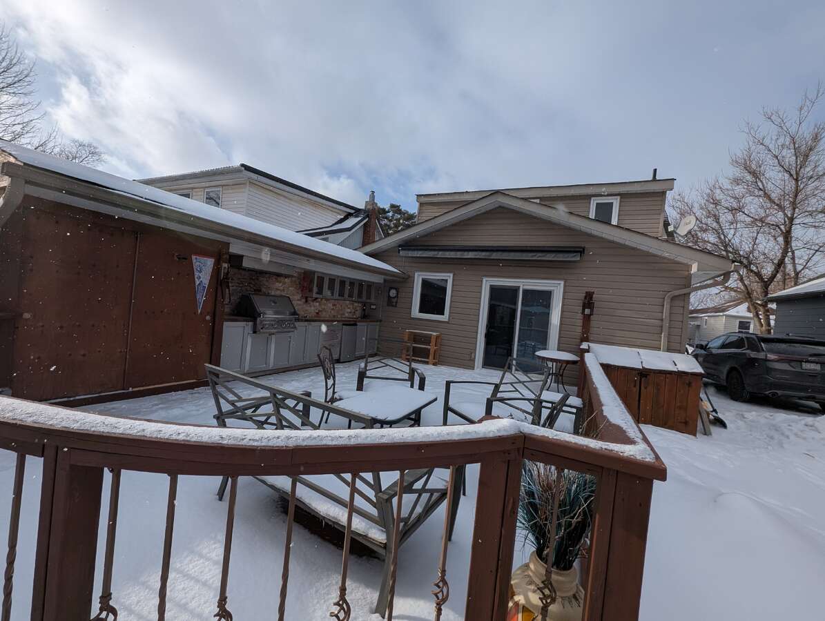 Outdoor Kitchen and Wood Deck - Winter
