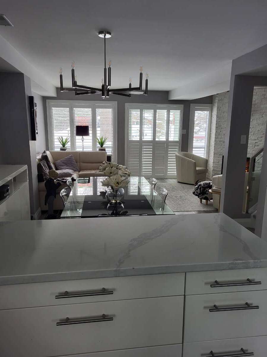 Kitchen view to Dining, Living, Outdoor Space