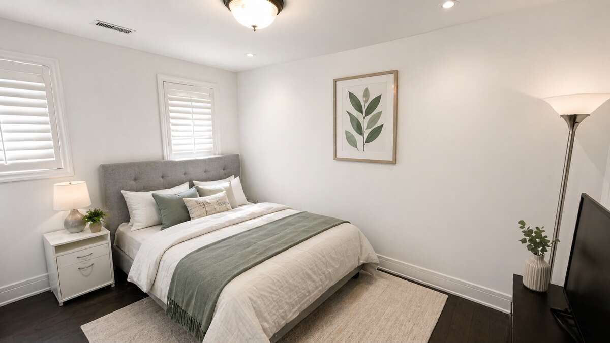 Double-Door closet in basement bedroom!