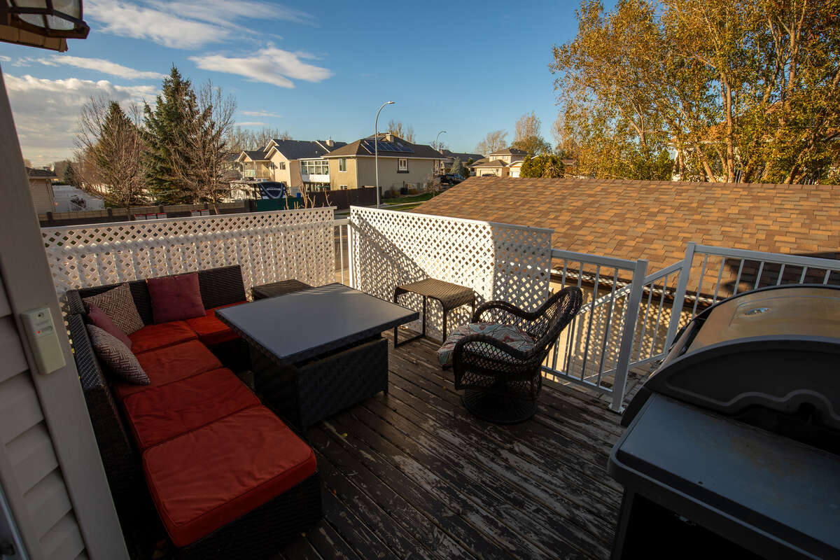 Spacious and private deck area overlooking the property
