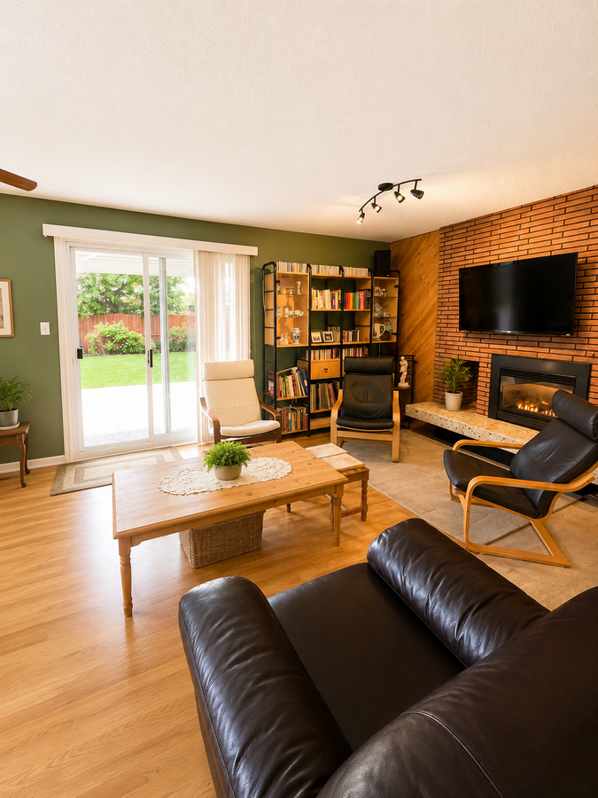 Sunken living room having pleasant view of the garden