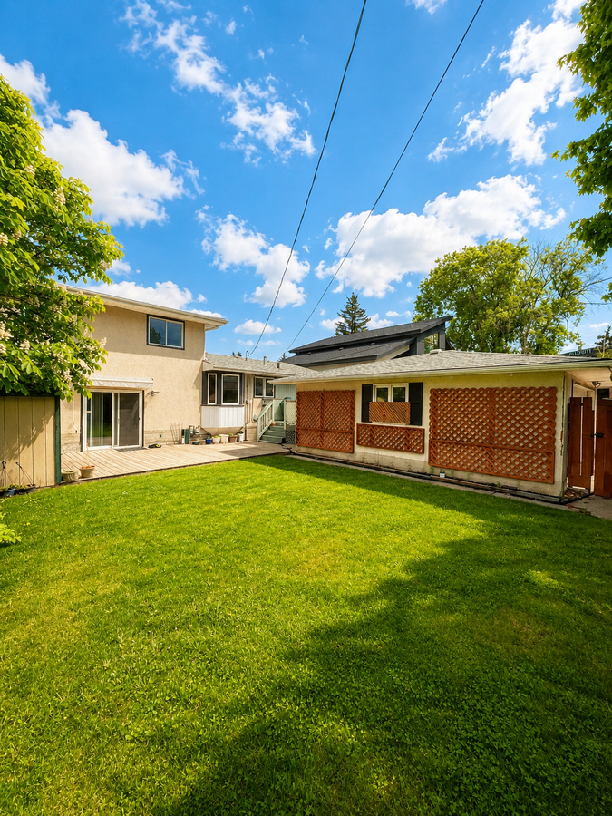 Lower deck with sizeble back yard