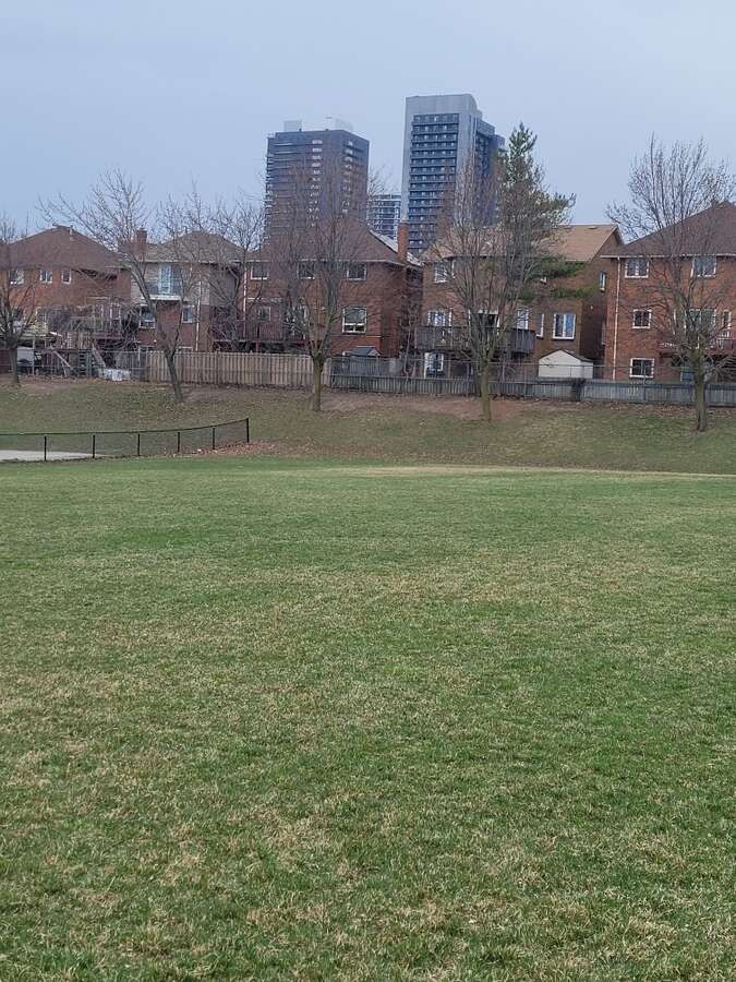 View from the schools playing field ours is in the middle with fence