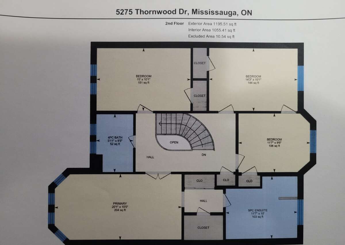 Second floor drawing with dimensions