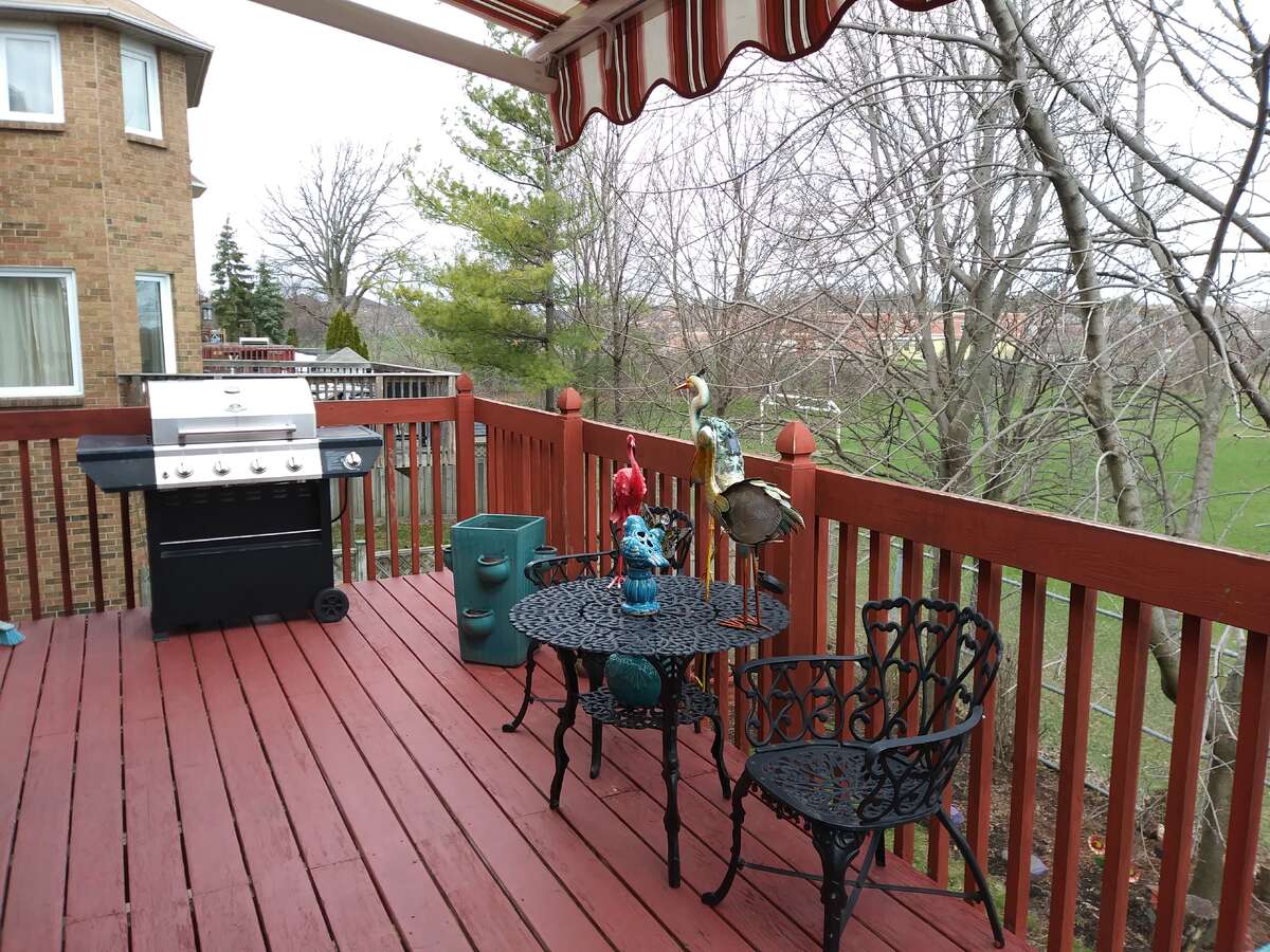 Back porch with view of school playing field facing east