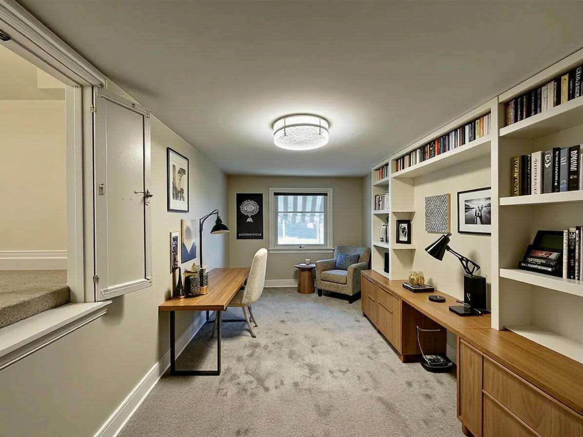 Upper Level Room Virtually Staged as Office / Den