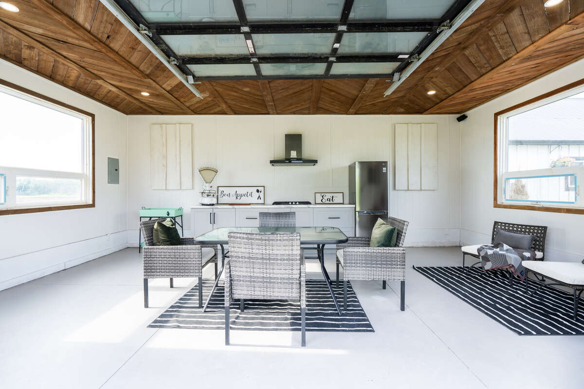 Entertainer’s cabana with kitchenette, furniture & appliances included