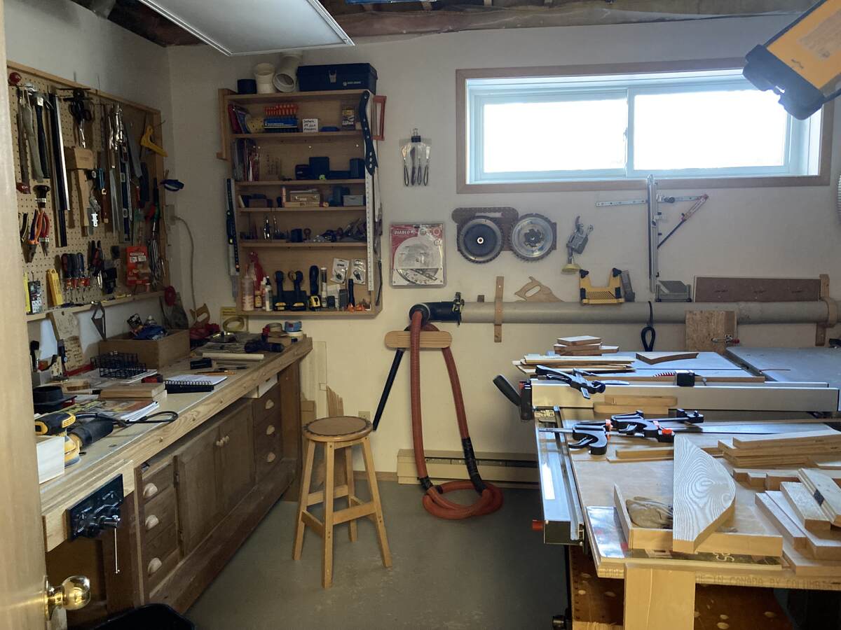 Basement workshop from entry door