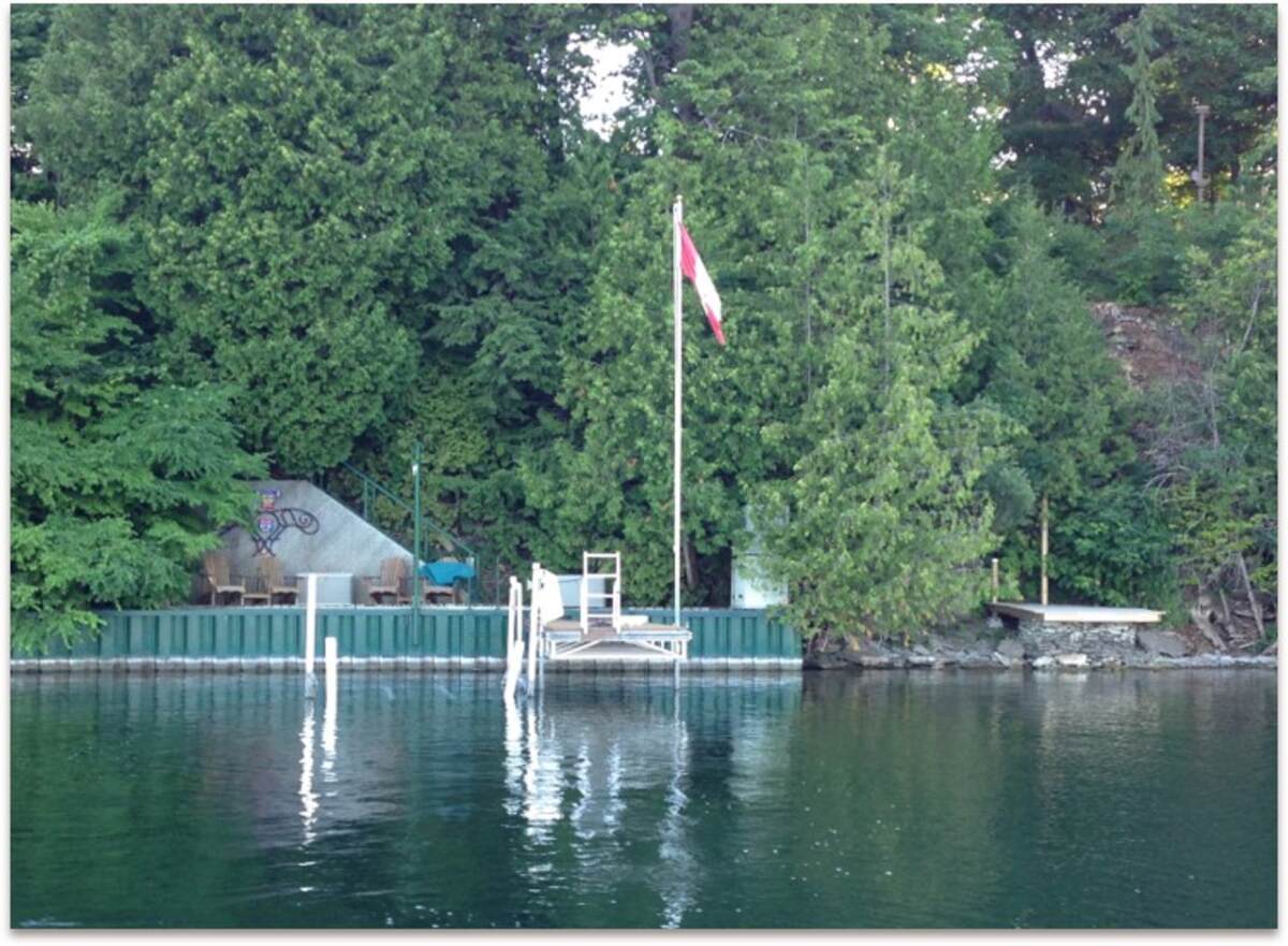 Seawall and dock from boat