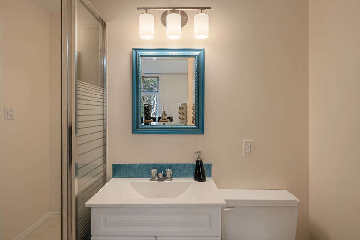 Three-piece bathroom off the flex room