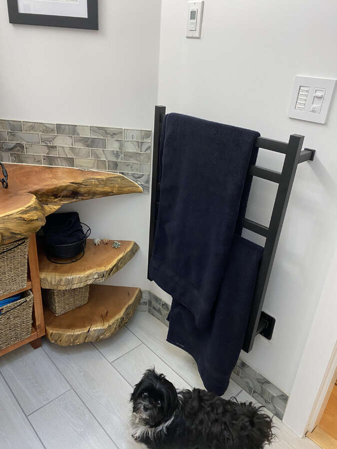 main bathroom w/heated towel rack