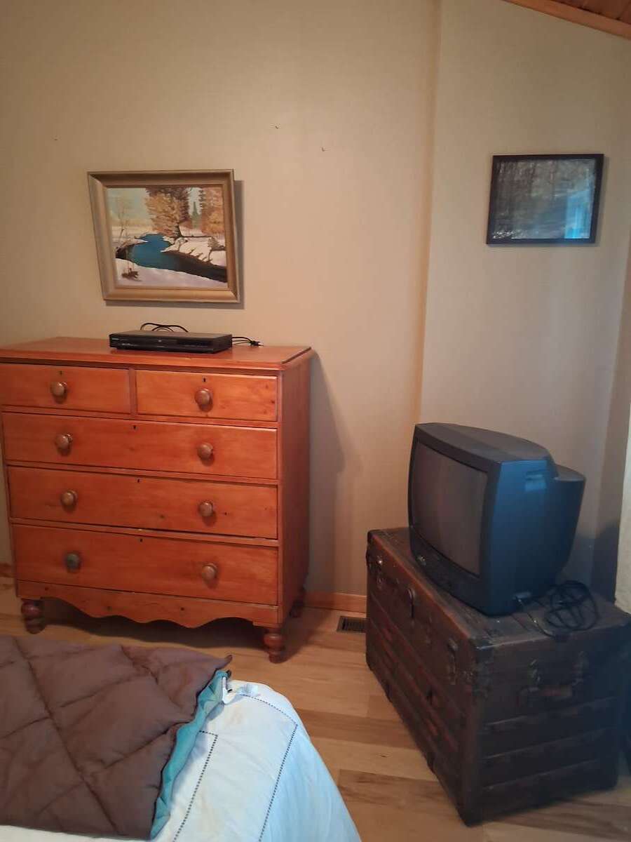 Yes! The small tv is used for DVDs and VHS movies!