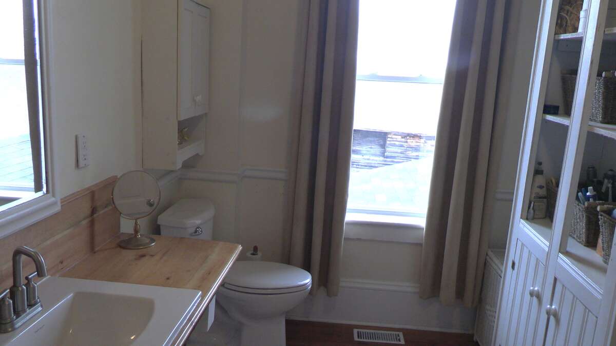 Upstairs bath window