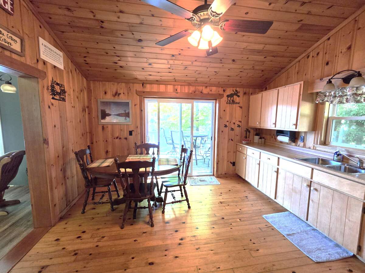 Kitchen with sliding doors to deck