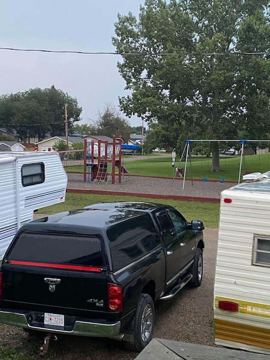 Park and playground across back alley