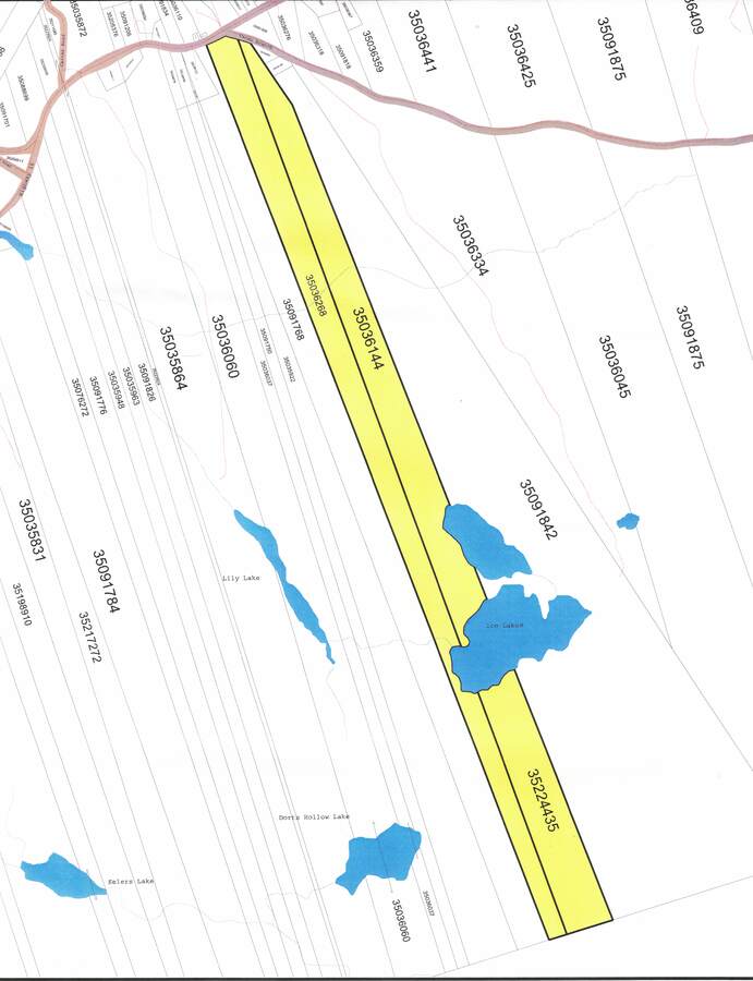 Location and PIDs of parcels being sold together. Road on left is Carter Road. Main road is Marine Drive. Road heading right along this property is Canso Branch Road for looking on Google Maps.