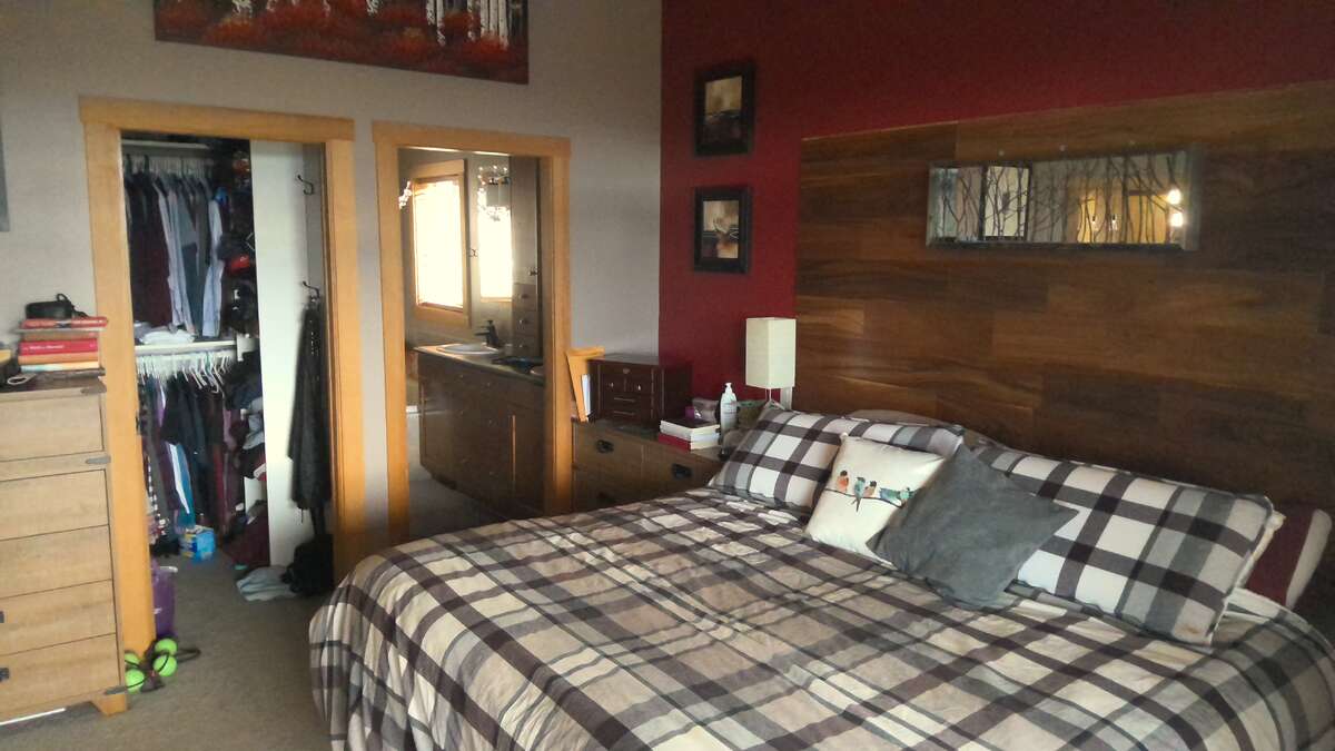 Master bedroom with walk in closet