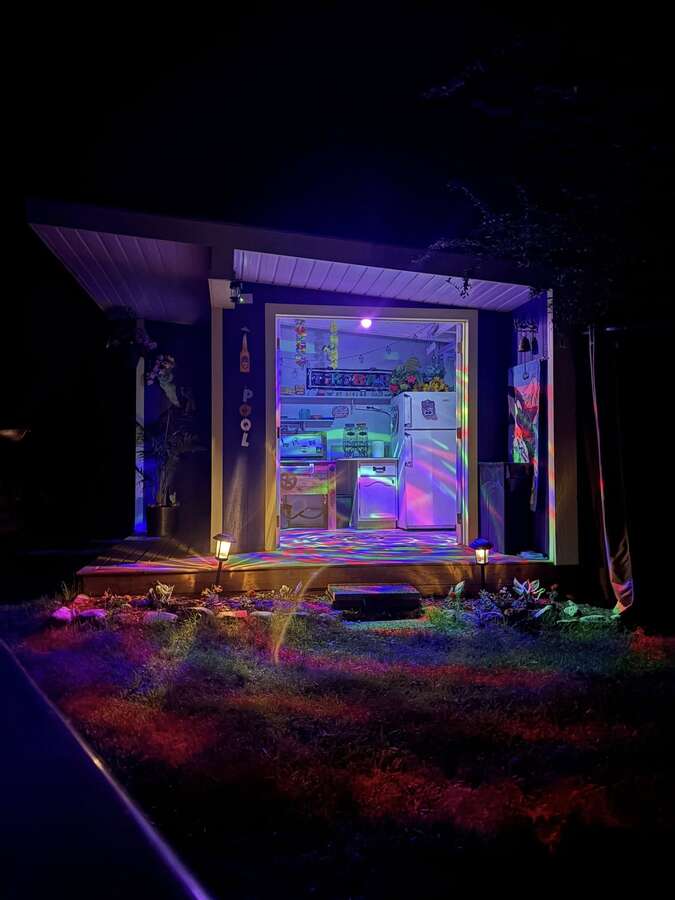 Cabana at night