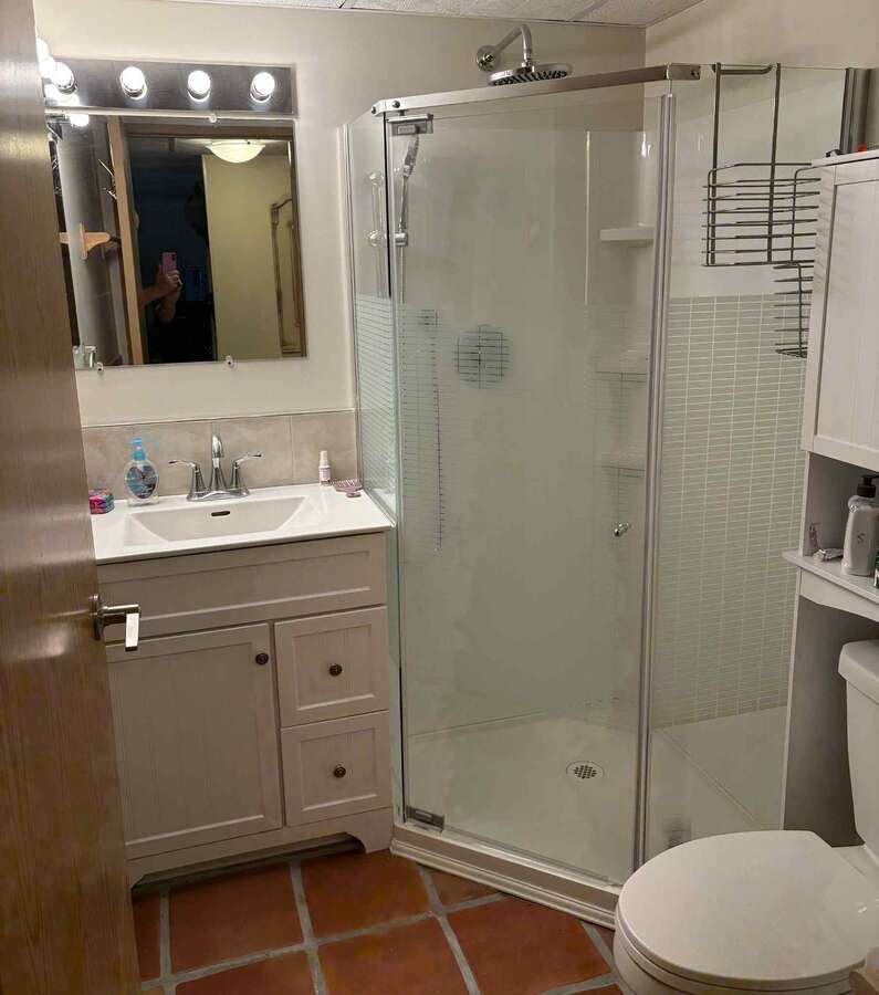Suite bathroom with new rain shower