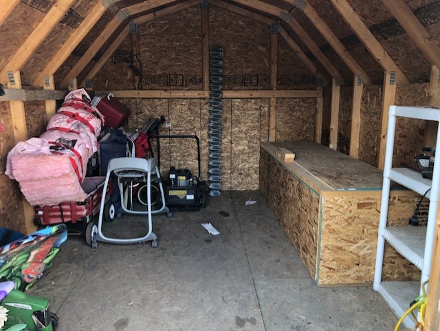 Garden shed with insulated dog house.