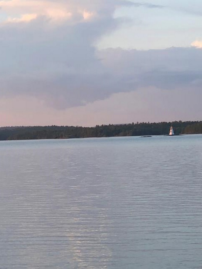 View of lighthouse from waterfront