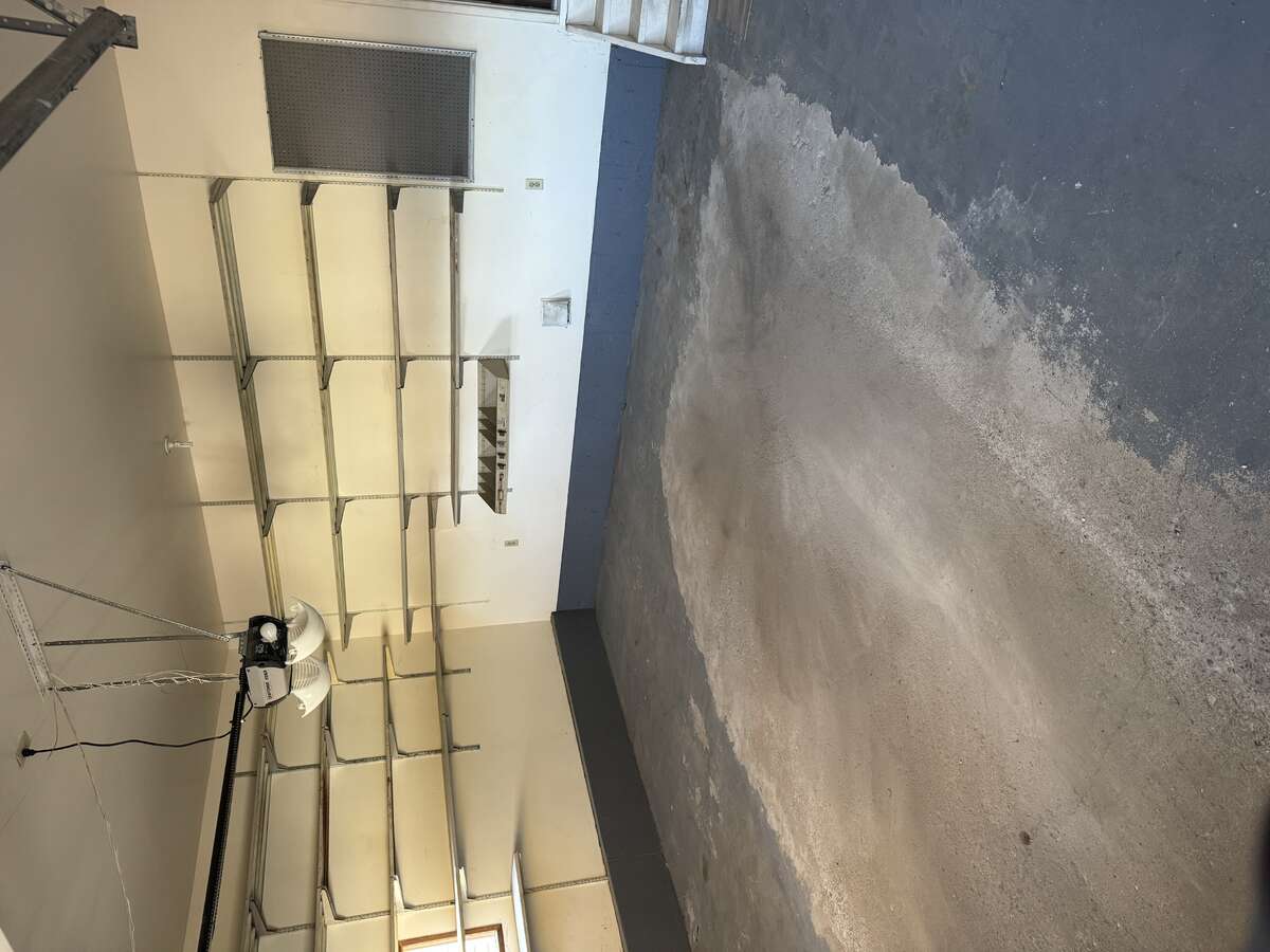 Double Garage with Opener and Shelves From Outside Door