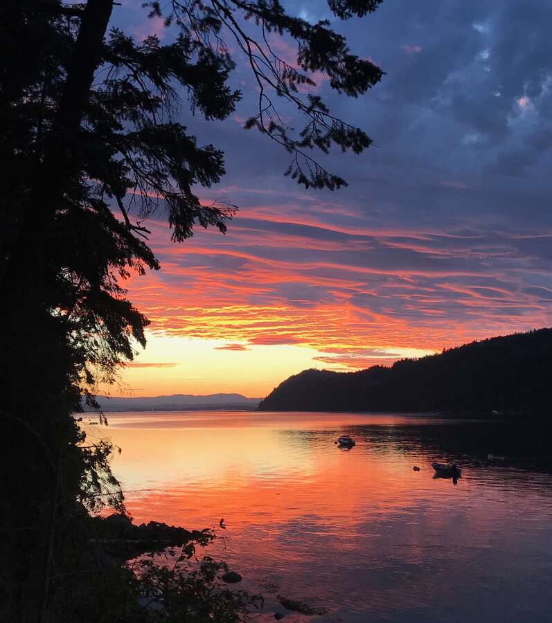 Sunset acrosss the road