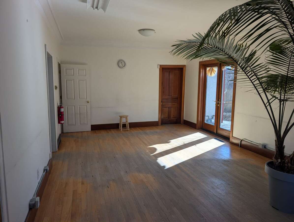 Living Room with french doors to west deck