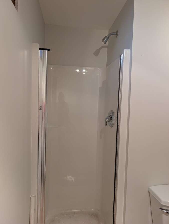 Shower in basement bathroom
