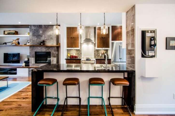Actual pay phone in dining room