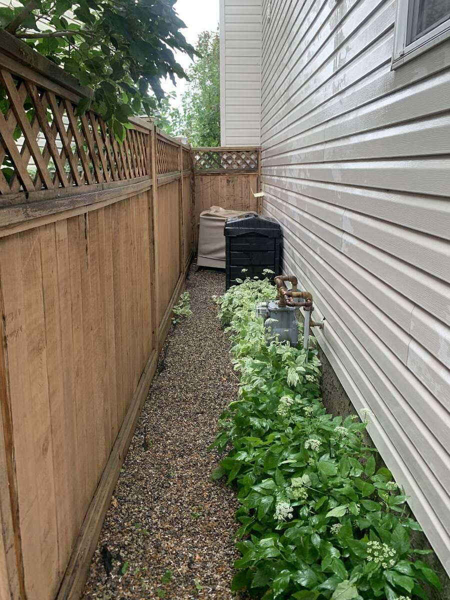 Backyard Facing AC Unit and Compost Box