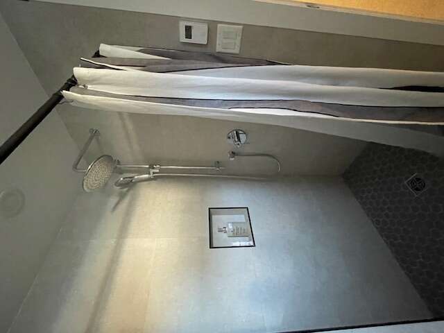 basement shower - overhead & wand