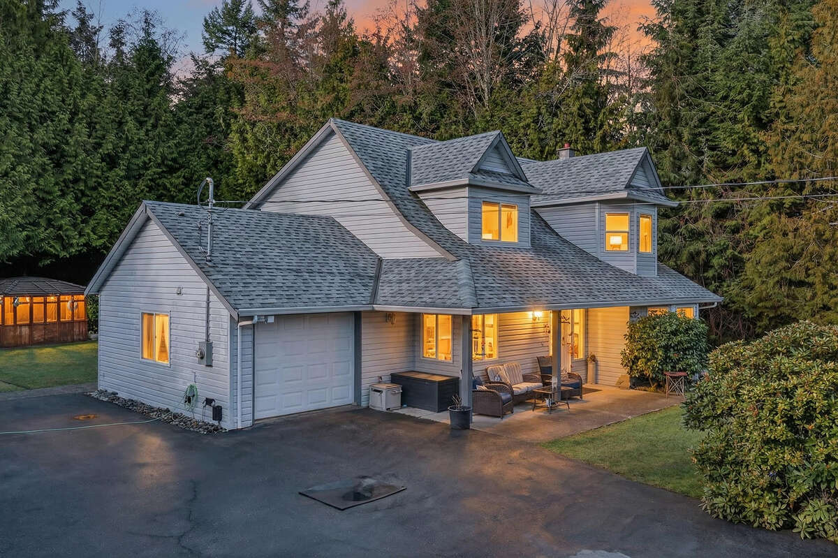 evening view with green house in back ground.