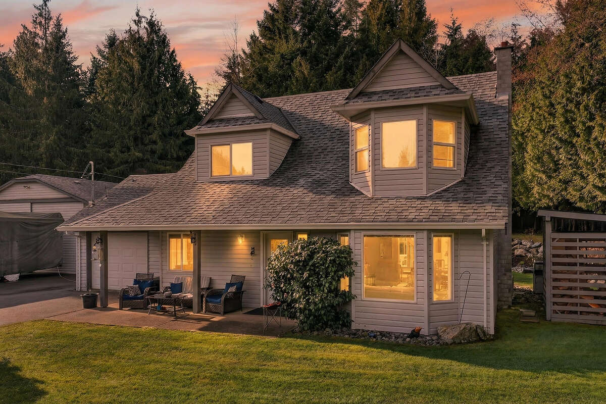 evening view with green house in back ground.