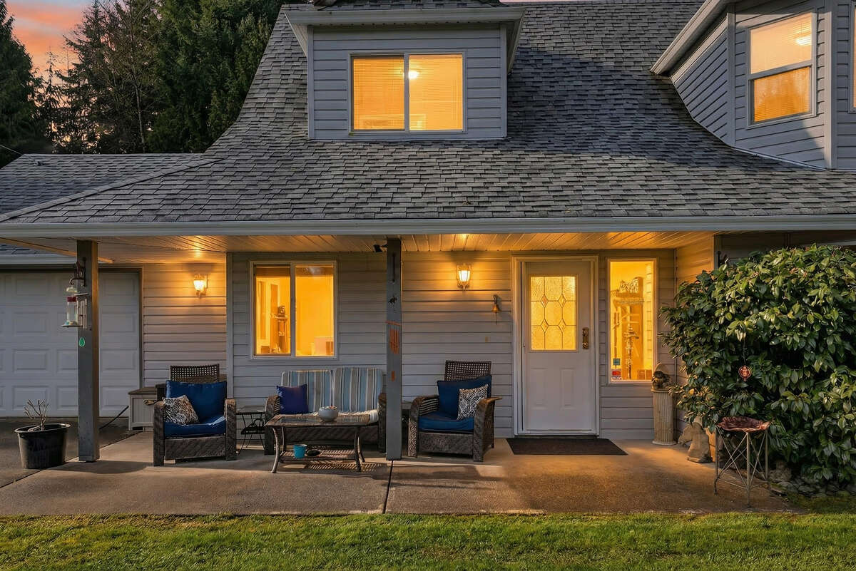 evening view with green house in back ground.