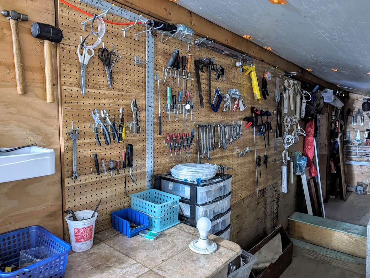 large upper area of tools and supplies