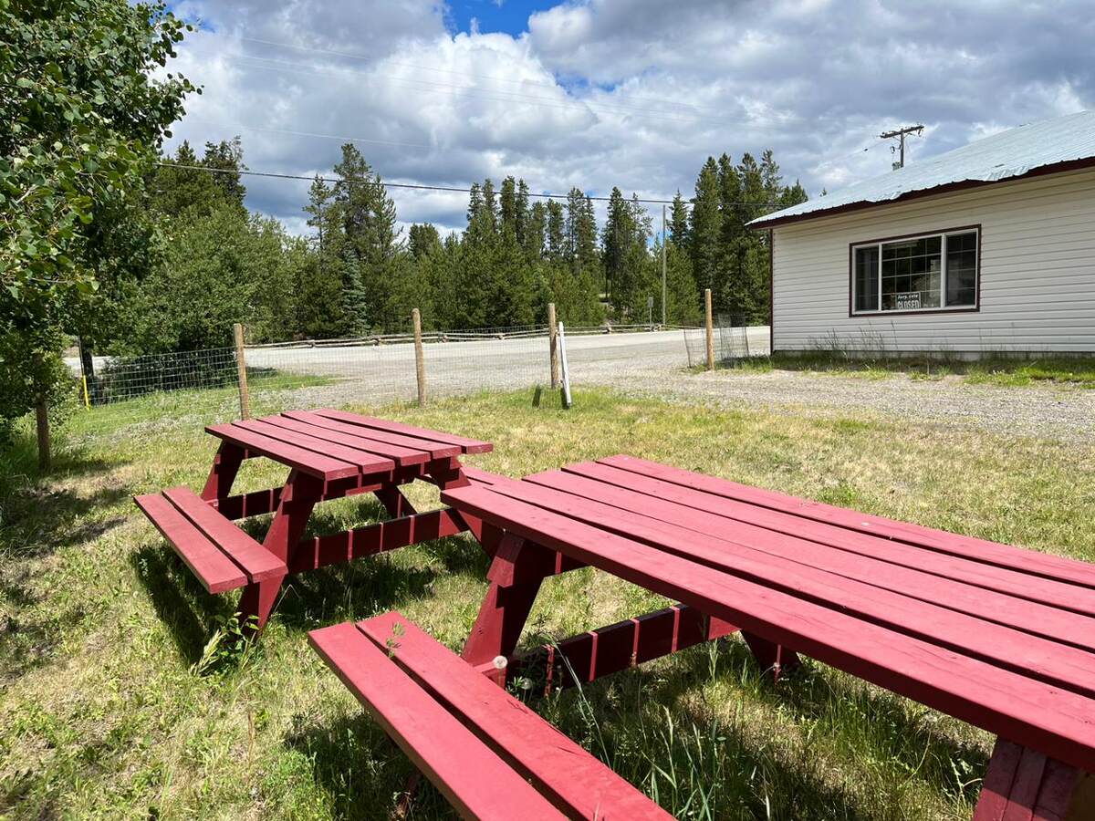 Outdoor seating with fencing and gate