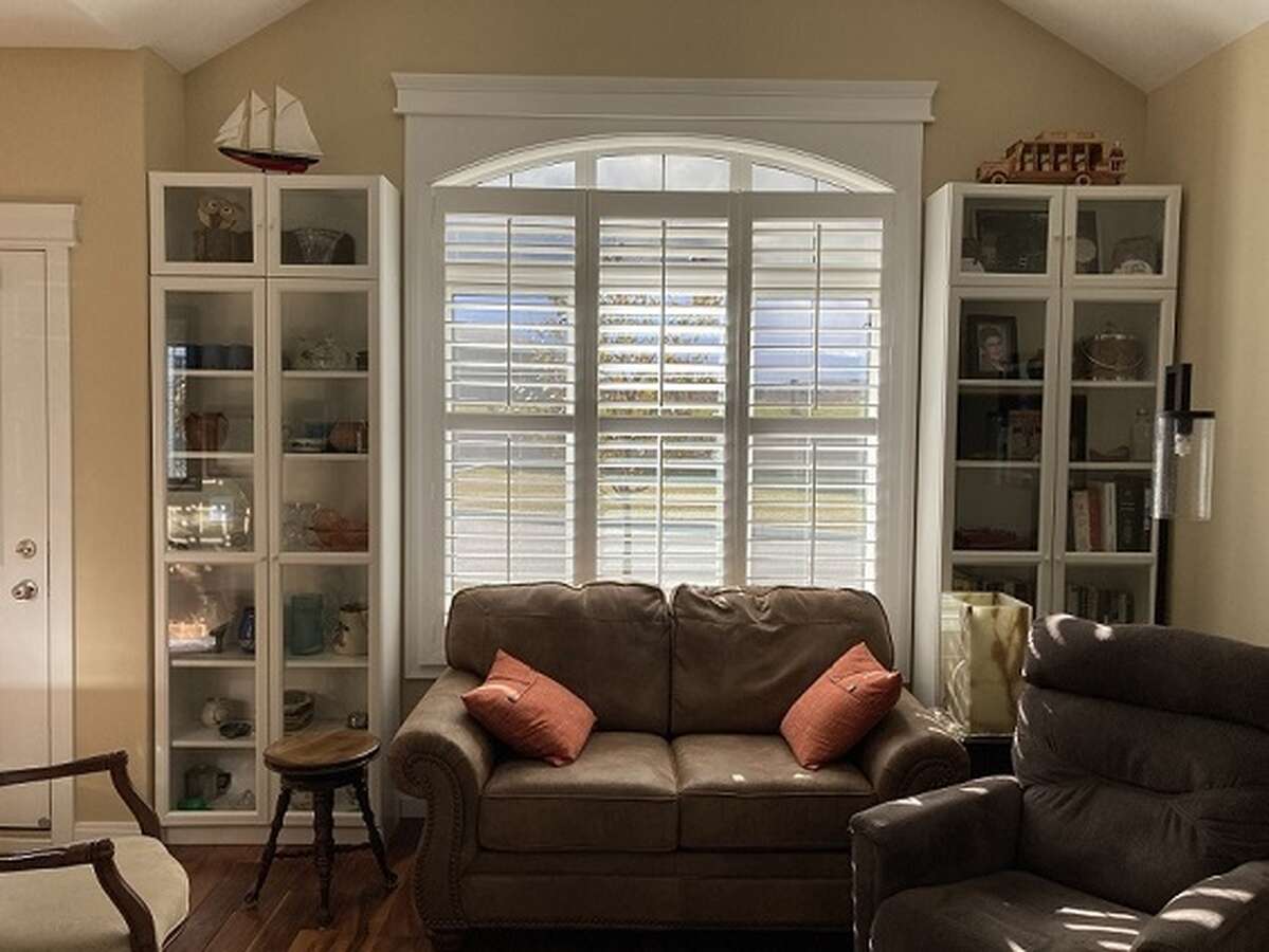 louvred front (west) facing living room window