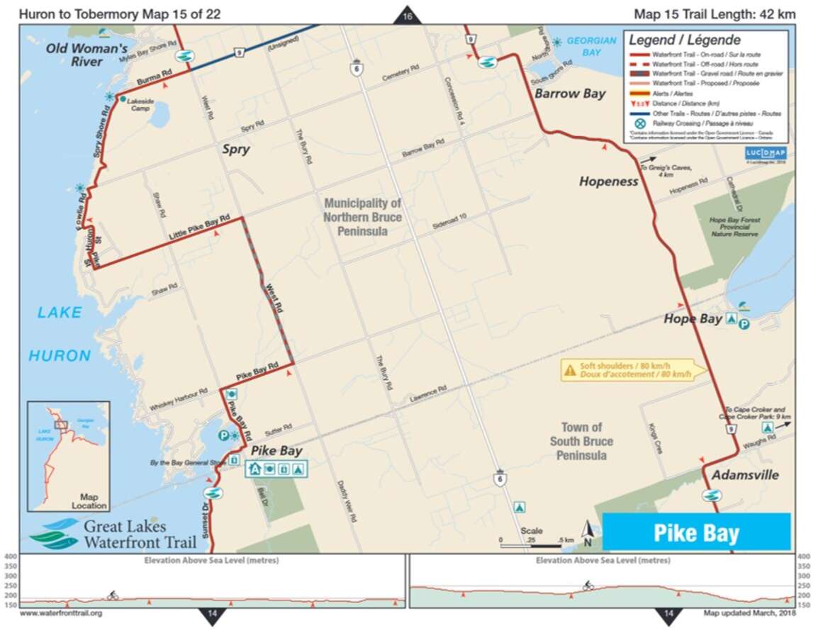 Great Lakes Waterfront Trail Map at Pike Street and Dunn