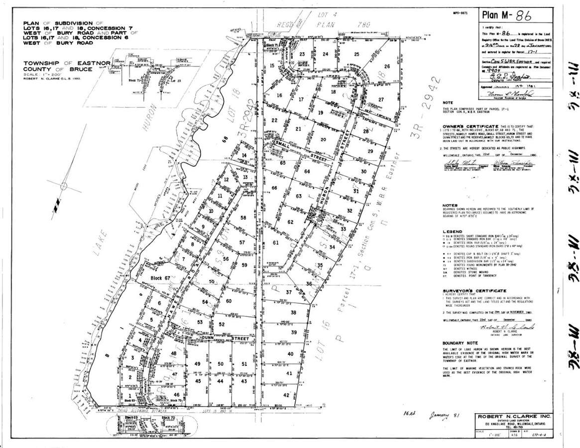 Registered Plan M86 with Lot 52 Dunn Street