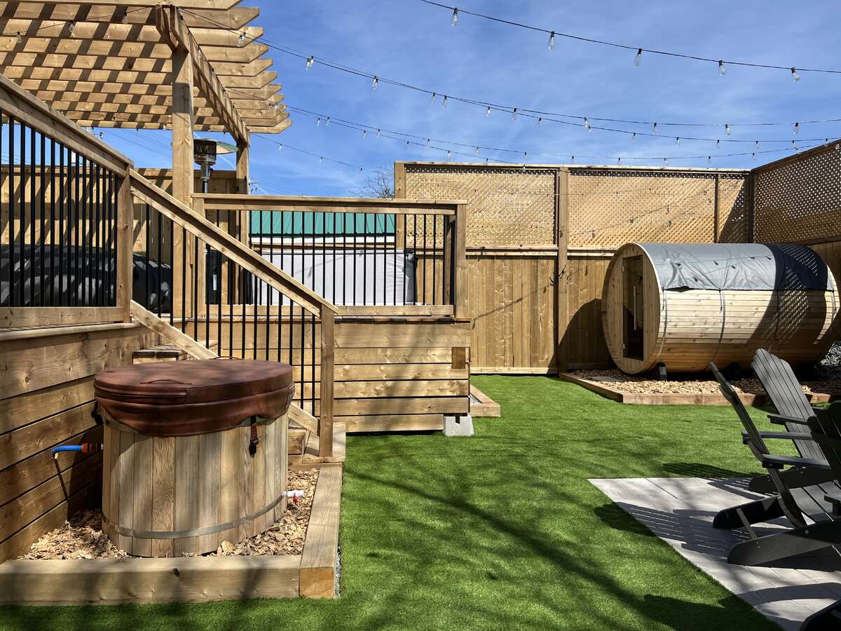 Cold Plunge. Turf for easy maintenance