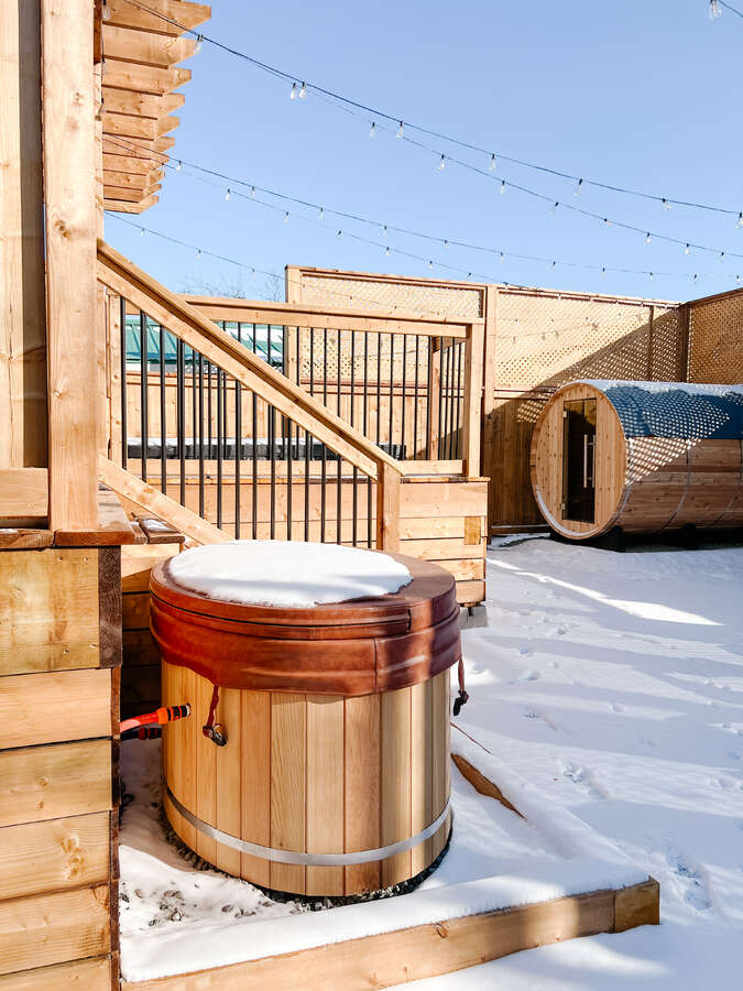 Cold Plunge. Turf for easy maintenance